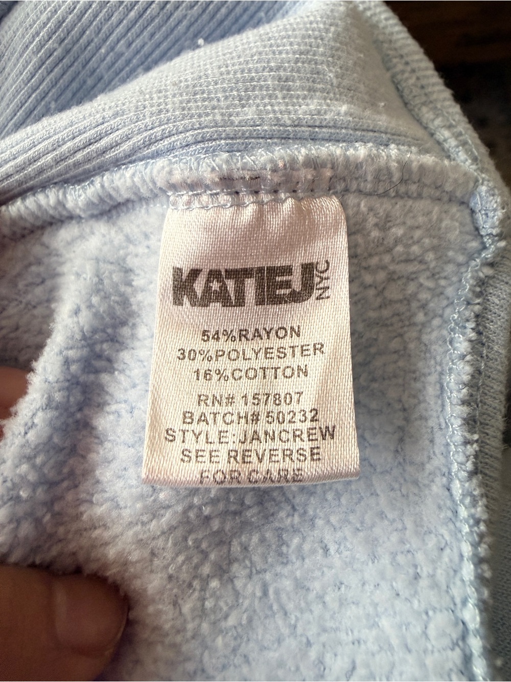 Katie J NYC Crop Sweatshirt - Light Blue - Tween Large - Picture 3 of 5